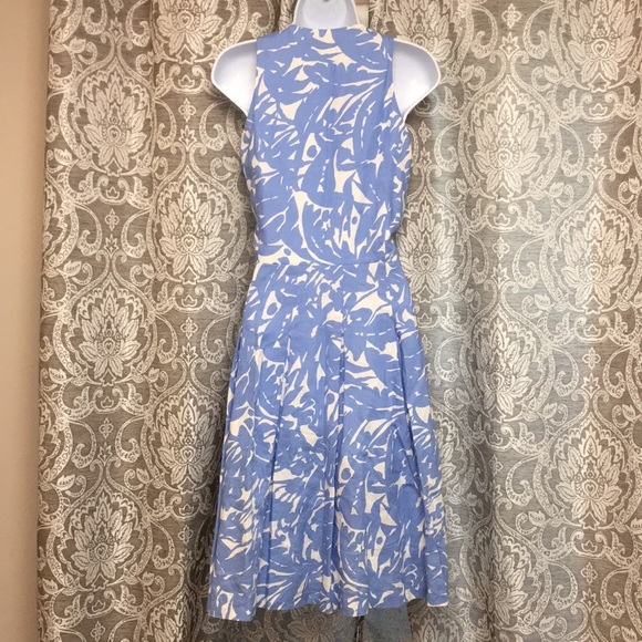 Lauren Ralph Lauren Linen Dress A Line Surplice Cut Blue and White Size 8 - Picture 7 of 15